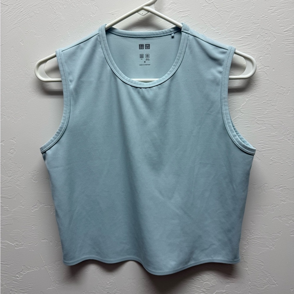 Uniqlo Blue Muscle Tee Sleeveless Crop Top